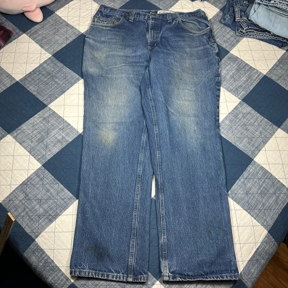 Carhartt Relaxed Fit Jeans Mens 38x32 Blue Denim Straight Leg Workwear 381-83